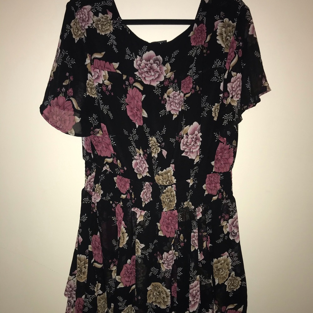 Floral Cinched Waist Dress - Picture 2 of 4